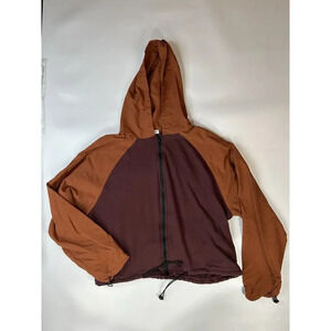 BKE Core Jacket Mens Medium Windbreaker Full Zip Hooded Maroon Gorpcore
